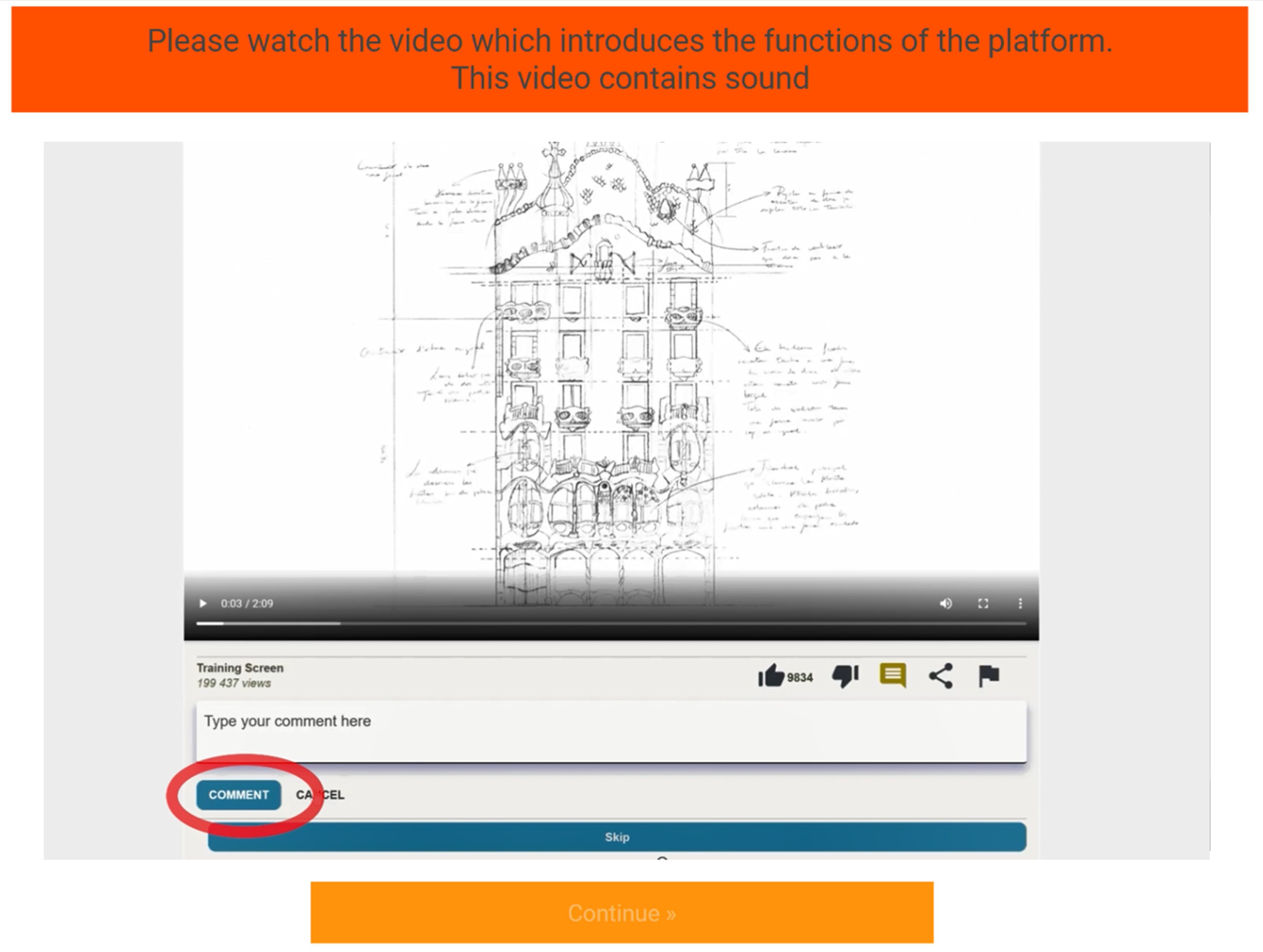A screenshot of the video microtutorial. Instruction above the video reads 