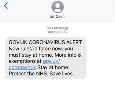 The Government has been sending out official alerts to mobile phones: these texts come from 'UK_Gov'.