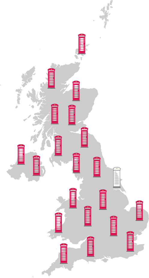 Phone boxes around the UK