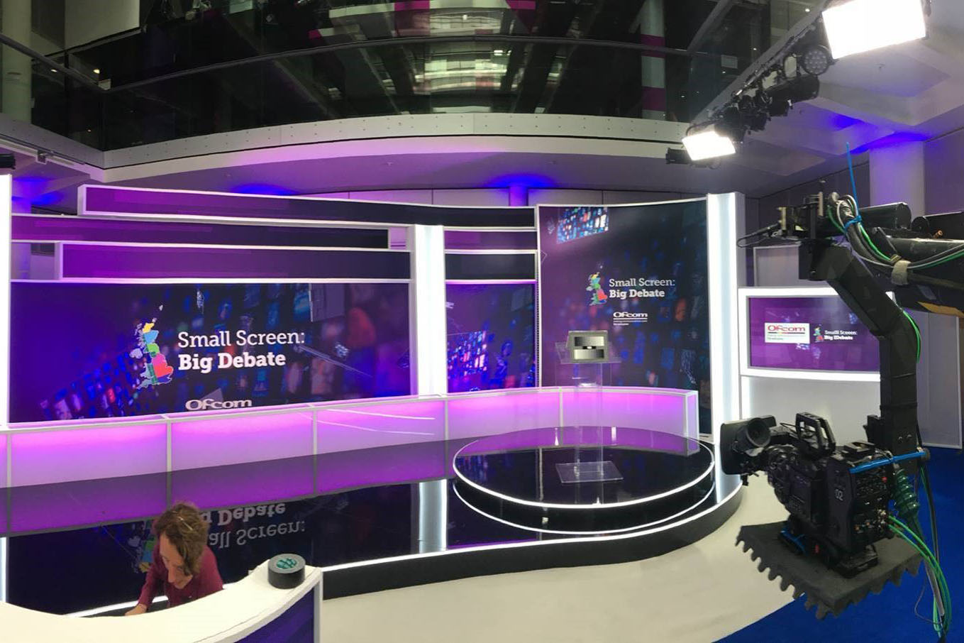 The set for our Small Screen: Big Debate 2020 virtual event