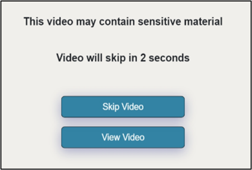 Video may contain sensitive material prompt 