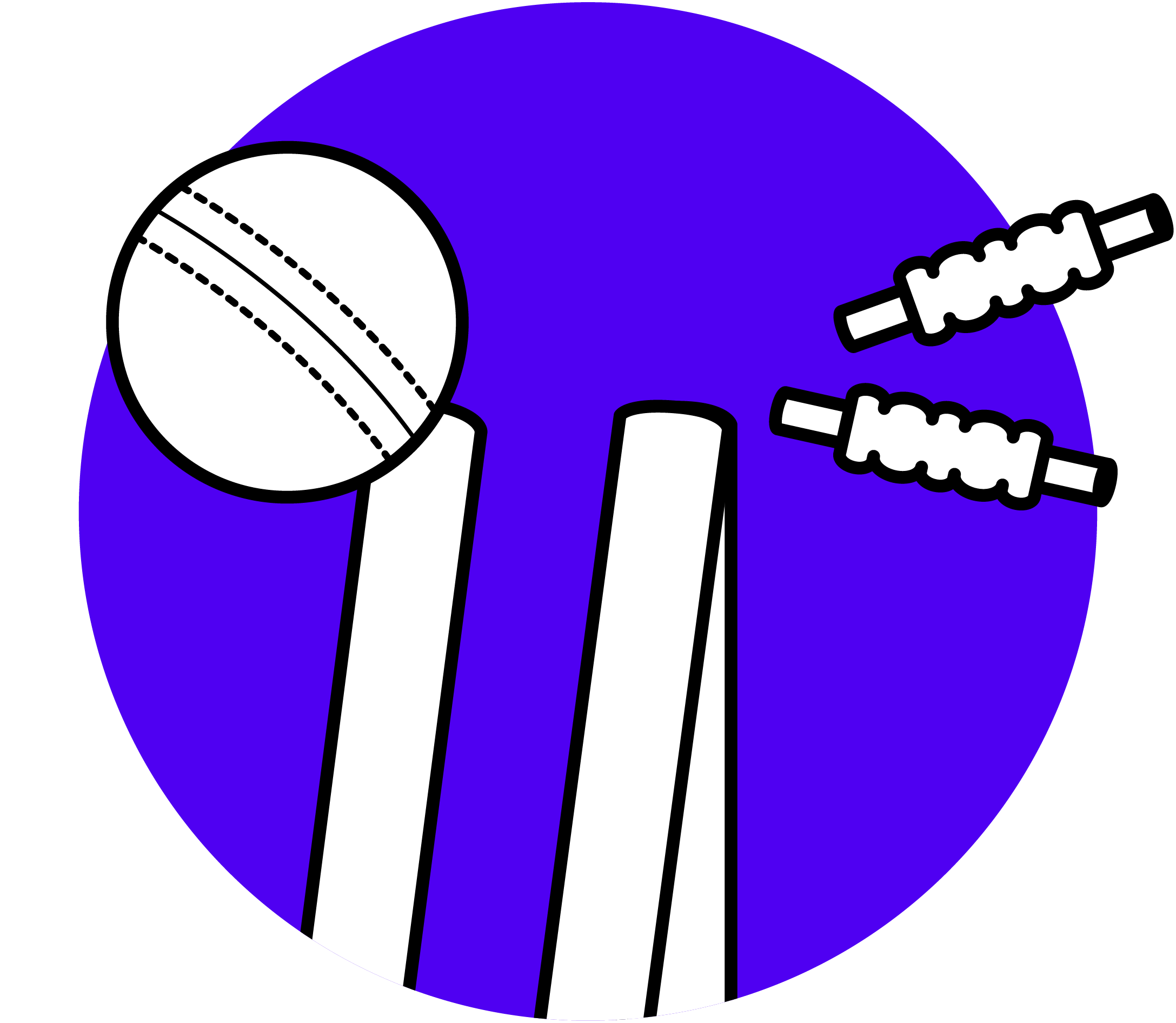Cricket ball hitting wickets