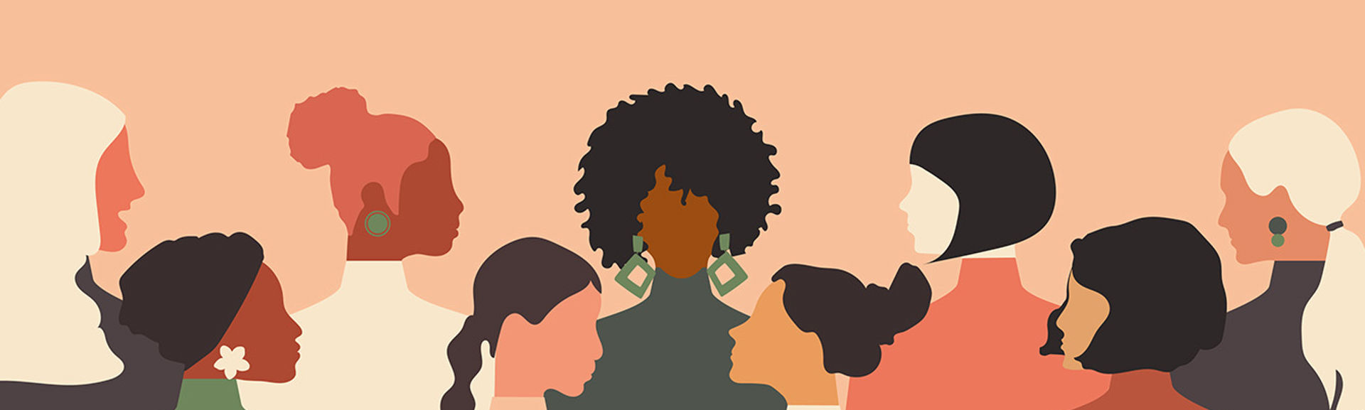 A graphic depicting a group of women from different backgrounds