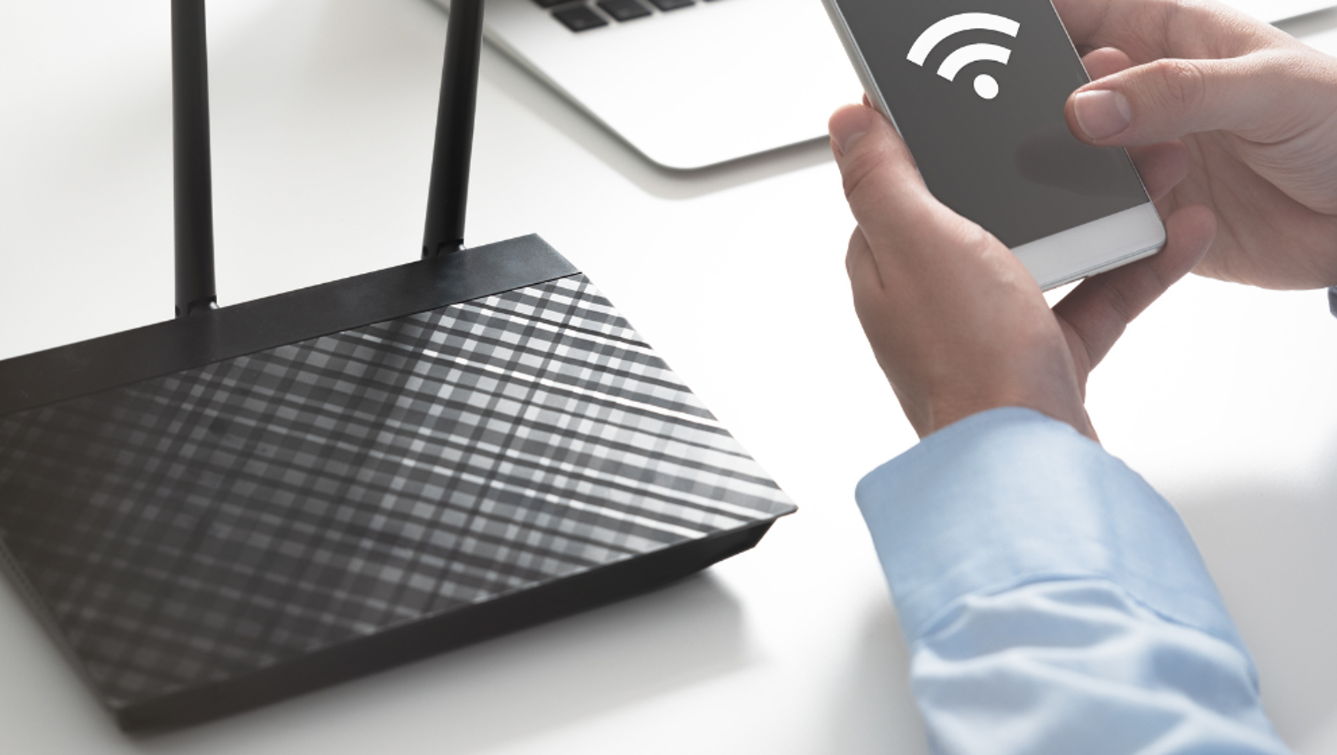 A Wi-Fi router on a desk
