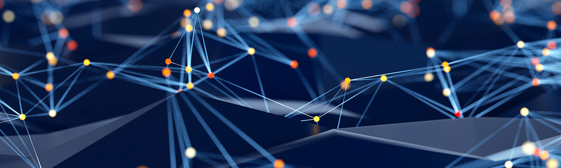 Floating data points in an abstract wireframe