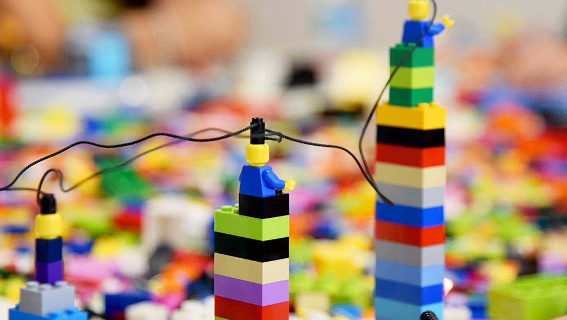 A stack of LEGO blocks and figures