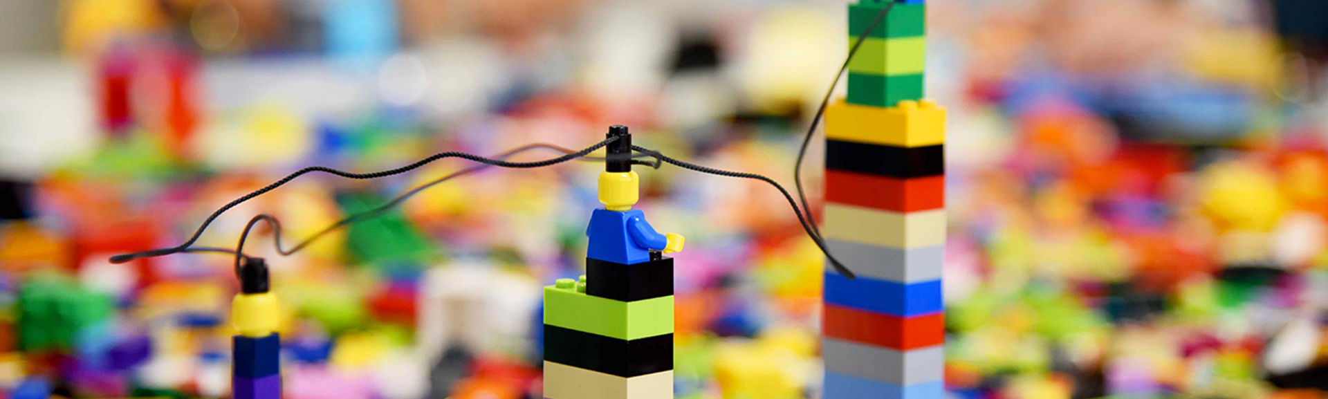 A stack of LEGO blocks and figures