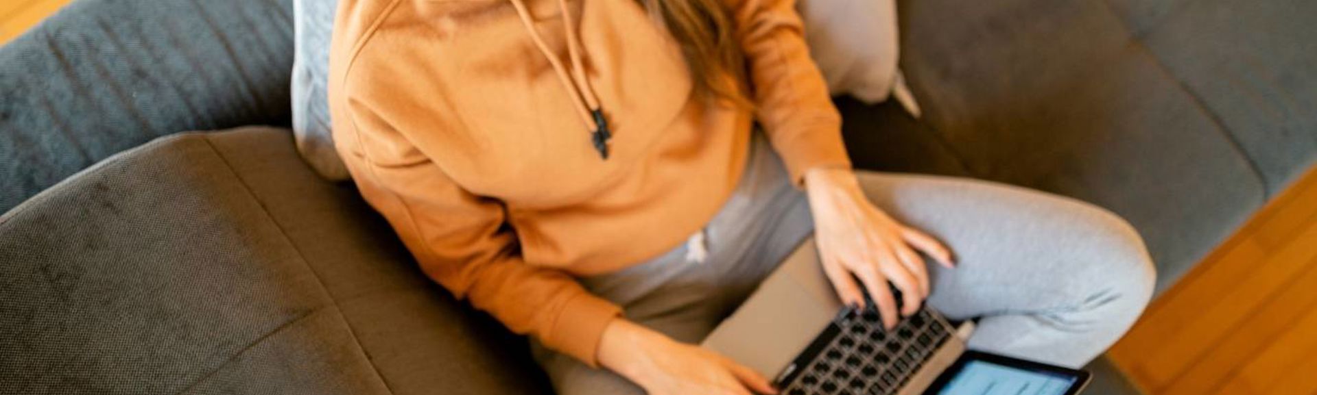 Student using a laptop