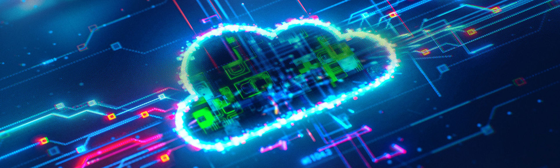 Abstract visual of a digital cloud, made up of code