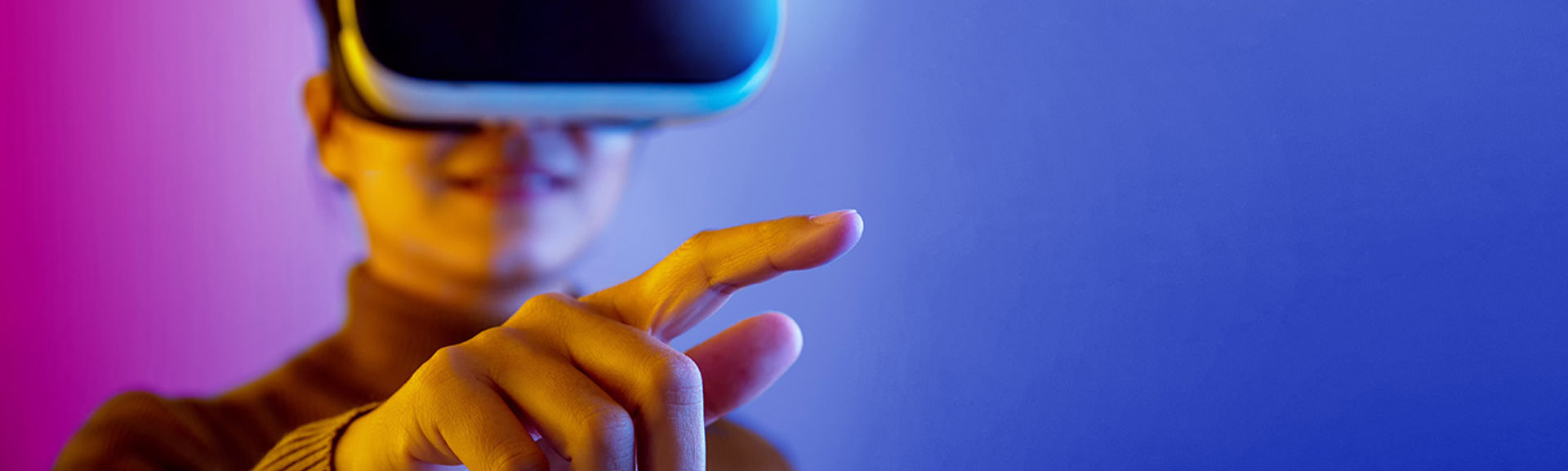 A person wearing a virtual reality headset