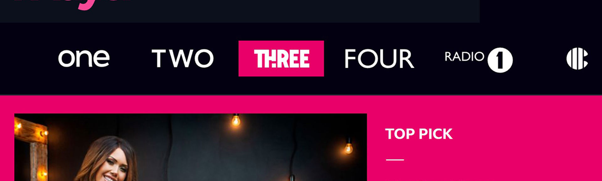 A screenshot of the BBC IPlayer landing page