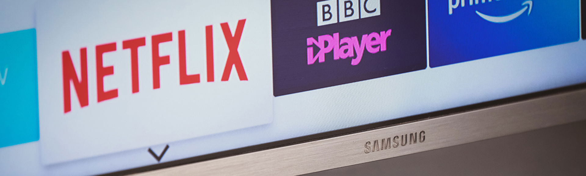 A smart TV with apps visible on-screen