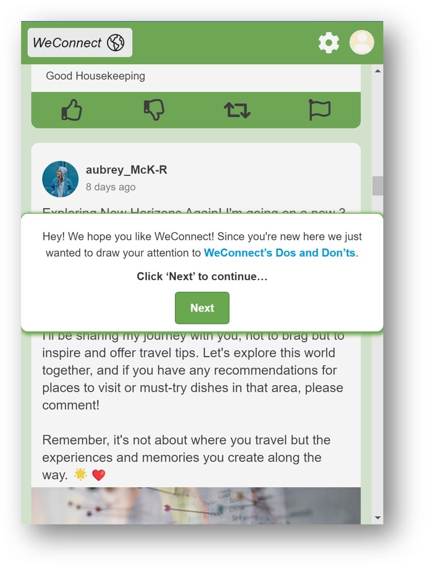 Relabelling prompt: Whilst participants were scrolling the content feed, they saw an active prompt that included the relabelled title.