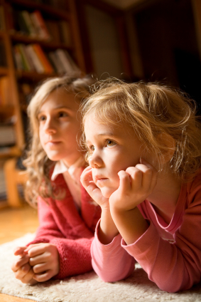 Children watching TV